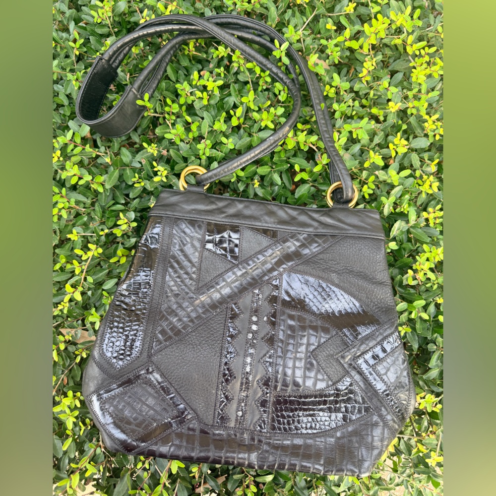 Vintage Black Leather Shoulder Bag